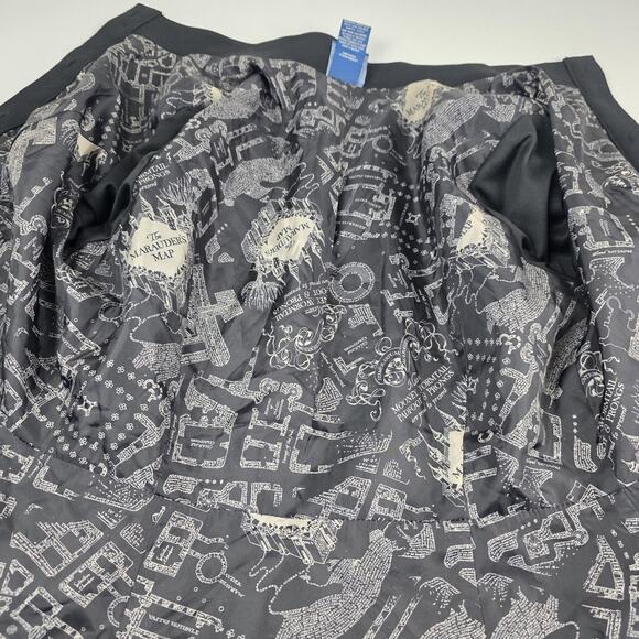 Harry Potter Coat Womens Medium Black Marauders Map Fit Flare Hot Topic Buttons - Picture 15 of 16